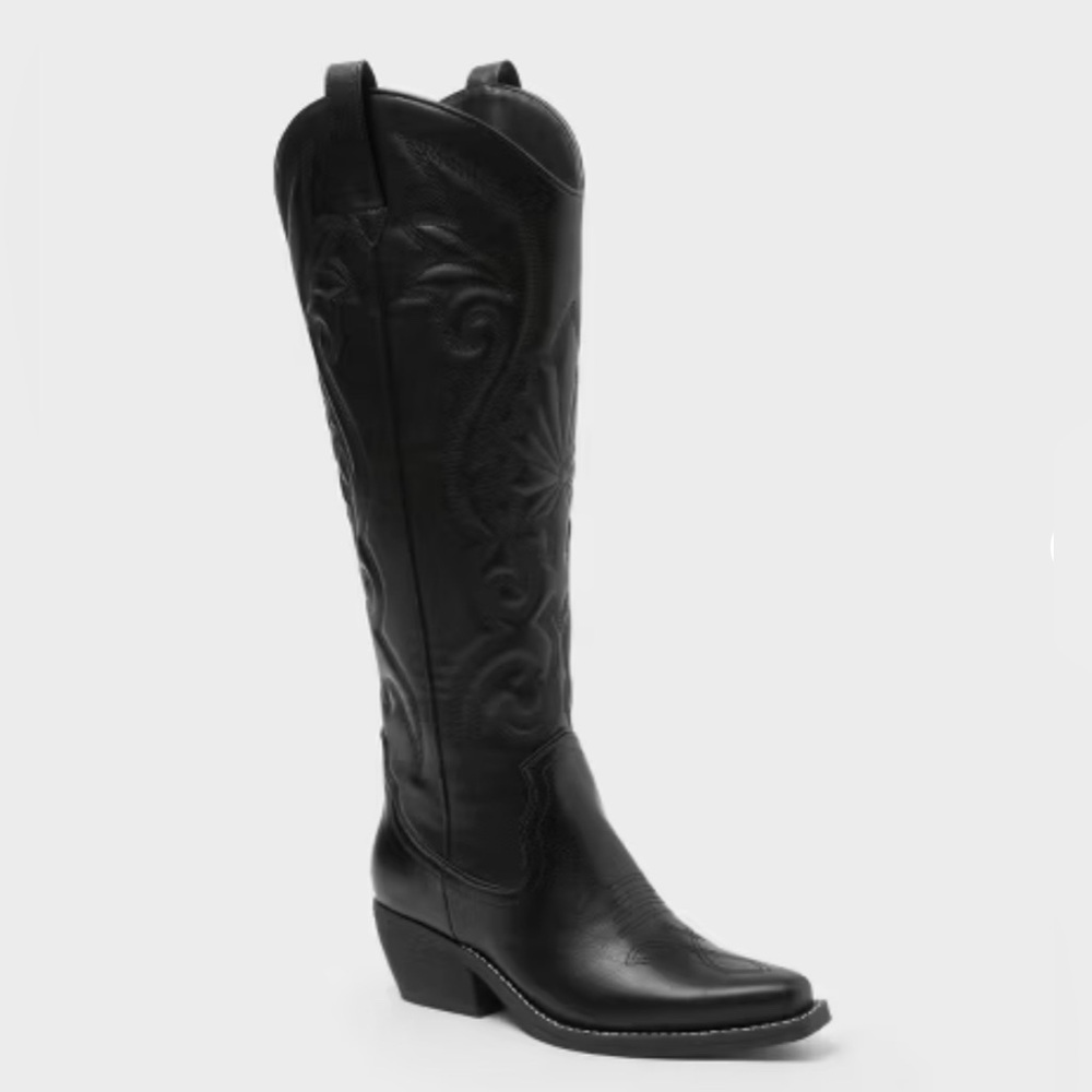 Wild Fable Women’s Kenzie Tall Western Boots with Memory Foam Insole Jet Black 7